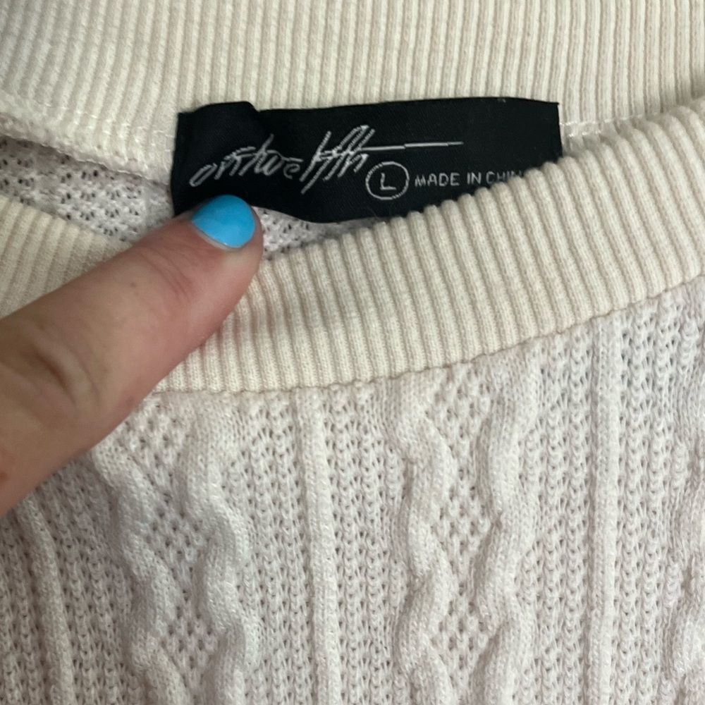 On Twelfth Textured knit cropped women’s top size Large Cream - Picture 5 of 7